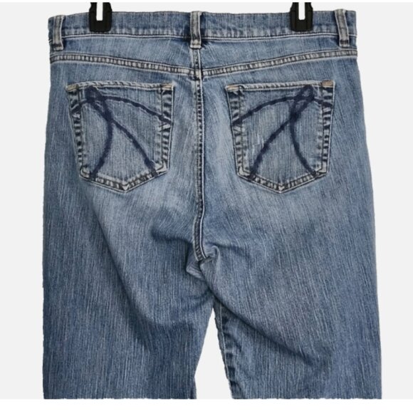 NY&Company Straight Leg Women's Size 10 Tall Blue Denim Distressed Stretch Jeans - Picture 7 of 12